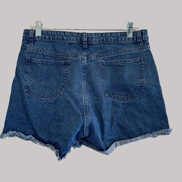 Dressberry Distressed Women's Cotton Denim Shorts 32 W/ Frayed Hem & Pockets - Picture 4 of 12